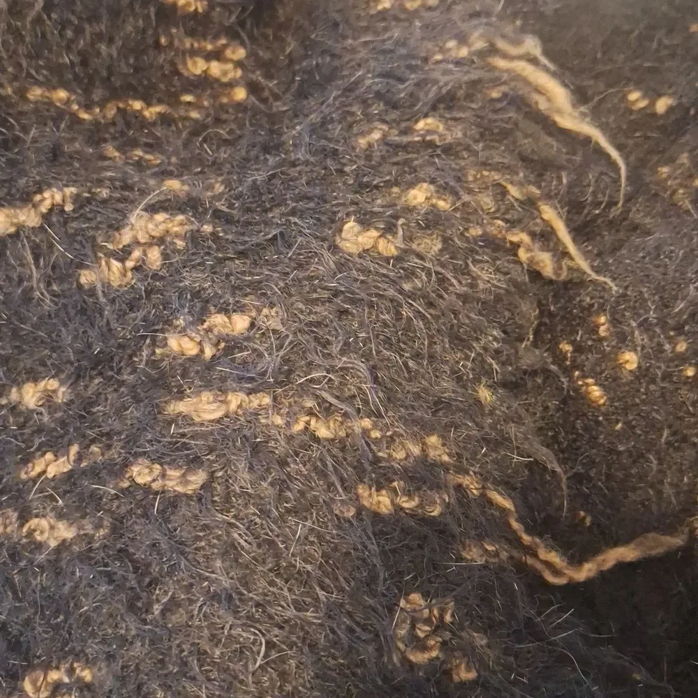 La Bottega di Brunella black/brown fuzzy, furry long sleeve asymetric cardigan